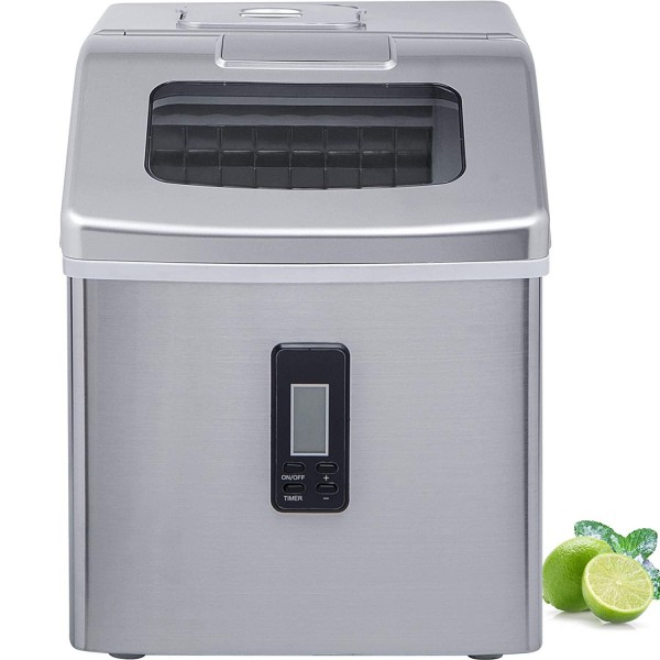 Ice Maker Countertop Machine, Produce 48lbs per Day Electric Ice Cube Icemaker, Self Cleaning, with Ice Scoop and Basket, Portable Smart Home Kitchen Essentials for Home/Kitchen/Office/Bar