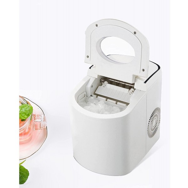Teerwere Ice Maker Machine Ice Maker Household Small Ice Cube Machine Commercial Bar Round Ice Maker Fully Automatic (Color : White, Size : 26.1x36.5x33.7cm)