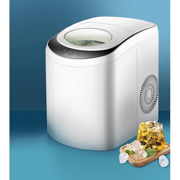 Teerwere Ice Maker Machine Ice Maker Household Small Ice Cube Machine Commercial Bar Round Ice Maker Fully Automatic (Color : White, Size : 26.1x36.5x33.7cm)