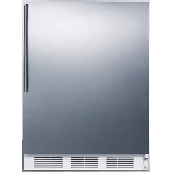 Summit Appliance CT661WBISSHV Built-in Undercounter Refrigerator-Freezer for Residential Use, Cycle Defrost with Stainless Steel Wrapped Door, Thin Handle and White Cabinet