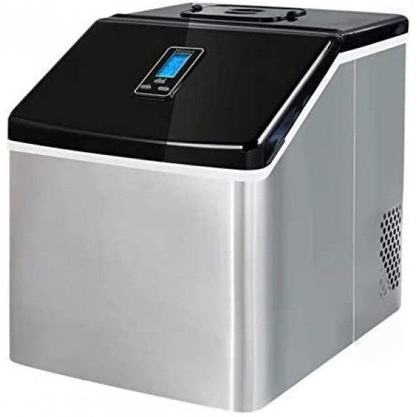 HSTFⓇ Ice Maker • Ice Machine • 150 W • 3.3 Litre Tank • Absolutely Tasteless Plastic Lining • Pump System • Easy-to-Clean with Detachable Parts • Stainless Steel