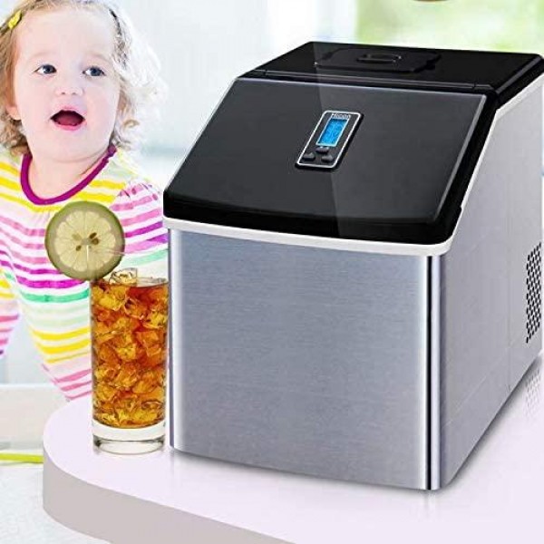 HSTFⓇ Ice Maker • Ice Machine • 150 W • 3.3 Litre Tank • Absolutely Tasteless Plastic Lining • Pump System • Easy-to-Clean with Detachable Parts • Stainless Steel