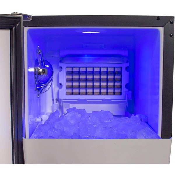 DUURA DI50P 65Lb Premium Clear Ice Cube Maker Machine with Drain Pump Blue LED and Energy Star Built-In Undercounter or Freestanding Household Residential or Commercial Use, 15 Inch Wide, Silver