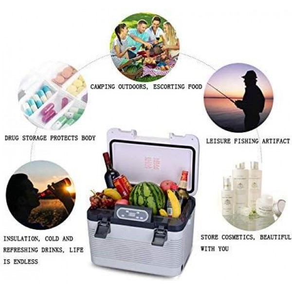 SOSAWEI Car Refrigerator, Warmer & Cooler 2 Modes, Car Cooler Warmer Portable Freezer with Handle,for Traveling, Camping-19 L