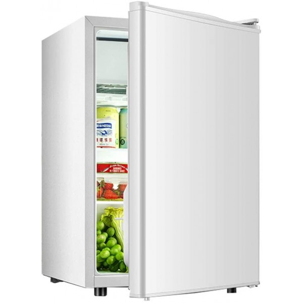 refrigerator 95L Single-Door Brushed Silver Panel with Storage Compartment, Mute Compressor, with Temperature Control Knob Using Removable Shelves