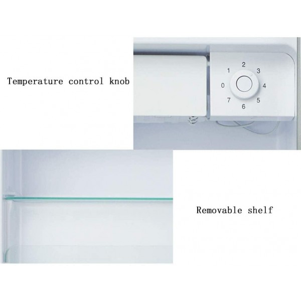 refrigerator 95L Single-Door Brushed Silver Panel with Storage Compartment, Mute Compressor, with Temperature Control Knob Using Removable Shelves