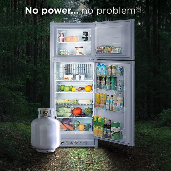 SMETA 110V/Gas Propane Refrigerator Fridge Up Freezer, 9.4 Cu.Ft, White