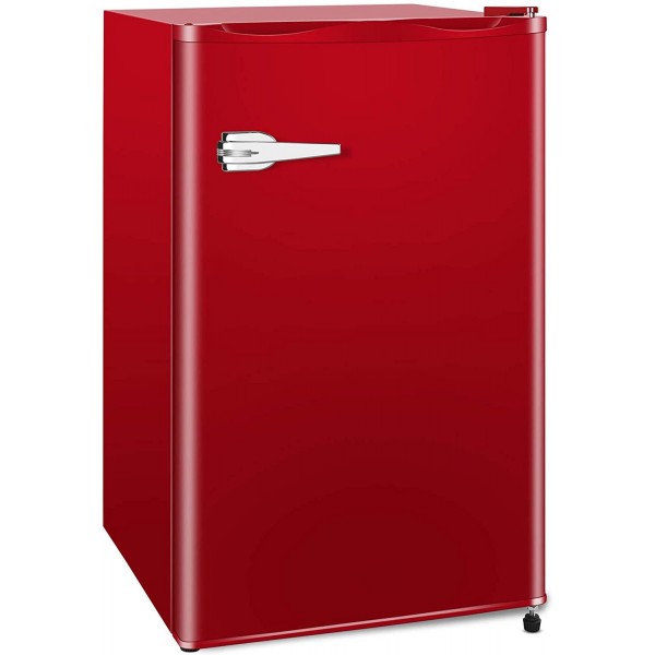 Antarctic Star Mini Upright Freezer -2.3 cu.ft Compact freezer with Removable Shelves and Adjustable Thermostat,Better for Home/Kitchen/Office(Red)
