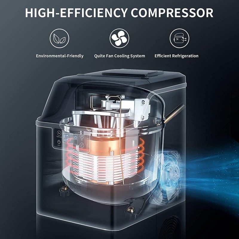 Compact Ice Machine with Ice Bin & Scoop for Home/Gift/Kitchen/Office/Bar/Party NUGGICET Smart Ice Maker Machine 45Lbs/24Hrs Self-Cleaning Ice Countertop Makes 24pcs Ice Cube in 13 Mins 