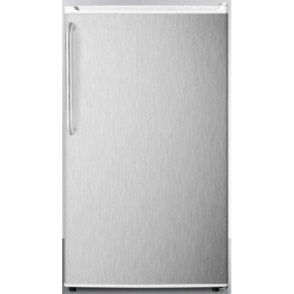 Summit Appliance FF412ESSSTB ENERGY STAR Qualified Counter Height Refrigerator-Freezer, in White Cabinet, Automatic Defrost, Stainless Steel Wrapped Door and Professional Towel Bar Handle