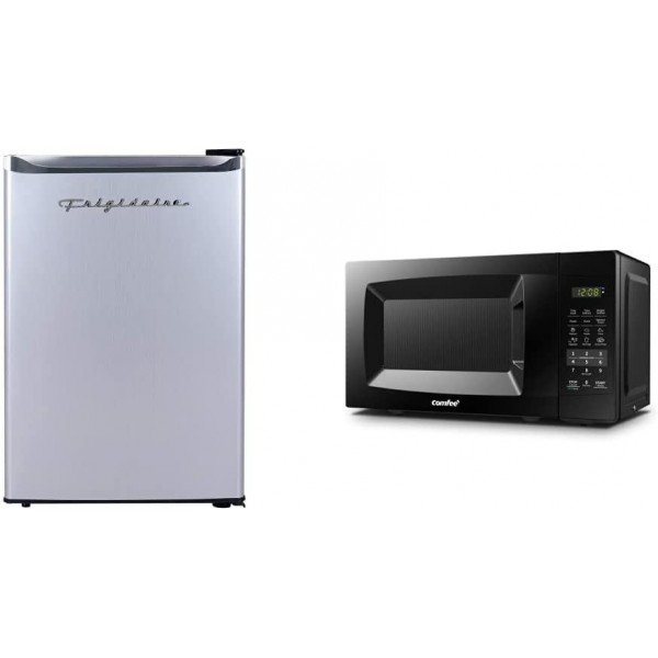 Frigidaire EFR285-AMZ, 2.5 cu ft Refrigerator & COMFEE' EM720CPL-PMB Countertop Microwave Oven with Sound On/Off, ECO Mode and Easy One-Touch Buttons, 0.7cu.ft, 700W, Black