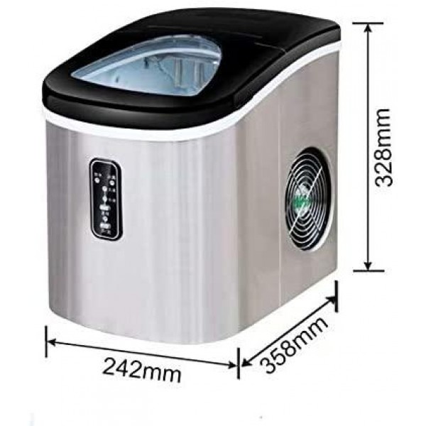 Ice Cube Maker, Counter Top Machine, 15 kg Ice in 24 Hours, Ice in 6-13 Minutes, LED Display, 2.2 L Capacity, Small/Large 2 Size Ice Cube Selection, No Plumbing Required