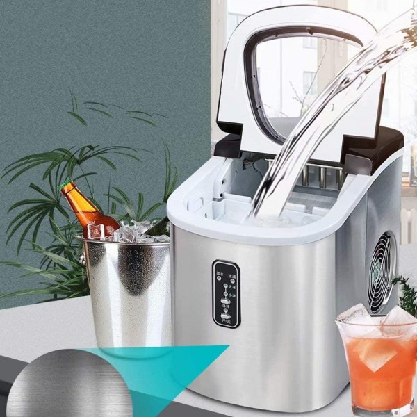Ice Cube Maker, Counter Top Machine, 15 kg Ice in 24 Hours, Ice in 6-13 Minutes, LED Display, 2.2 L Capacity, Small/Large 2 Size Ice Cube Selection, No Plumbing Required