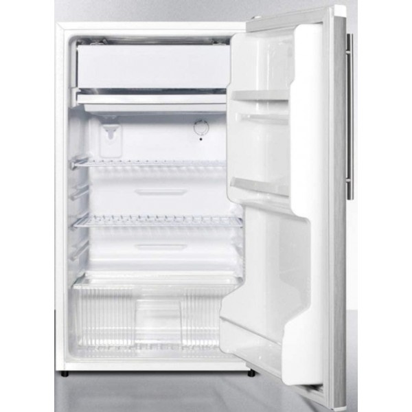 Summit Appliance FF412ESSSHV ENERGY STAR Qualified Counter Height Refrigerator-Freezer, in White Cabinet, Automatic Defrost, Stainless Steel Wrapped Door and Professional Thin Handle