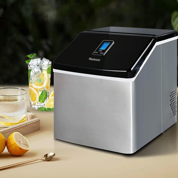 Teerwere Ice Maker Machine Ice Machine Milk Tea Shop Commercial Small Square Ice Home Dormitory Bar Square Ice Cube Machine Ice Machine (Color : Black, Size : 28.7x37.5x35.7CM)