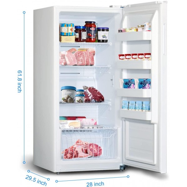 SMETA Upright Freezer 13.8 Cu ft, Conversion Freezer and Refrigerator|℃ and ℉, Upright Freezers Frost Free, Digital Counter Depth Freestanding Single Door Deep Freezer Refrigerator, Garage Ready, White