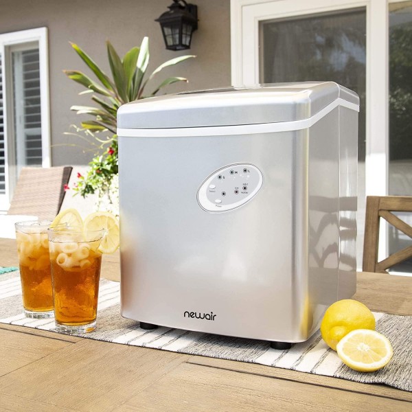 NewAir Portable Ice Maker 28 lb Daily Icemaker, 3 Ice Bullet Sizes, Perfect Machine for Countertops, NIM028SI00 Silver