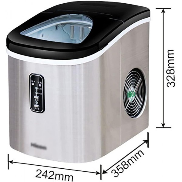 Teerwere Ice Maker Machine Ice Maker Fully Automatic Commercial Small Desktop Household Manual Round Ice Cube Making Machine (Color : Gray, Size : 24.2x35.8x32.8cm)