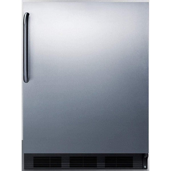 Summit Appliance CT663BKBISSTB Built-in Undercounter Refrigerator-Freezer for Residential Use, Cycle Defrost with Stainless Steel Wrapped Door, Professional Towel Bar Handle and Black Cabinet