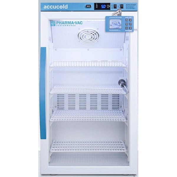 AccuCold ARG3PVDL2B 19 Counter Height Vaccine Refrigerator with 3 cu. ft. Capacity Plastic-Coated Wire Shelves Temperature Alarm and Factory-Installed Lock in White