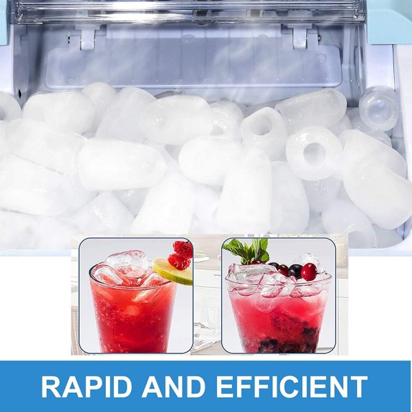 YJJT Ice Makers Machine Fashionable Compact - Countertop Portable Ice Machines, 9 Bullet Cubes Ready in 8 Mins, Simple Operation, Quiet Refrigeration, Blue, for Home, Office, Kitchen, Bar