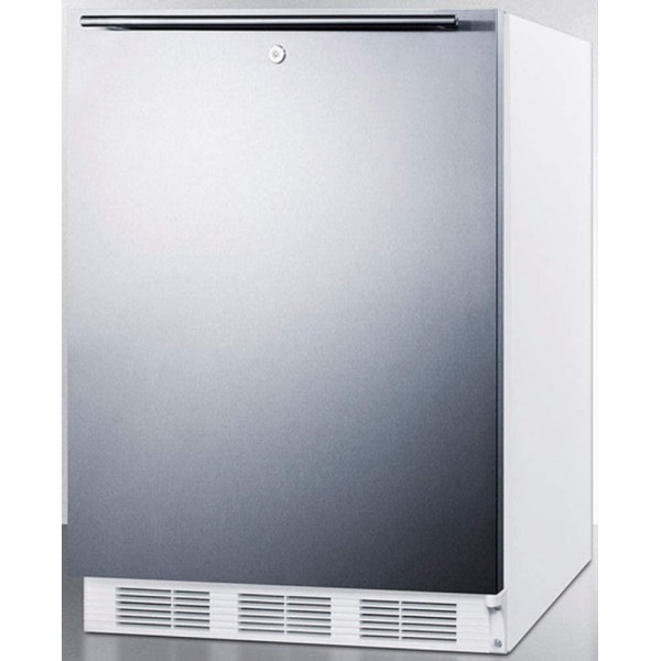 Summit Appliance CT66LWBISSHHADA ADA Compliant Built-in Undercounter Refrigerator-Freezer with Lock, Dual Evaporator Cooling, Stainless Steel Door, Horizontal Handle and White Cabinet