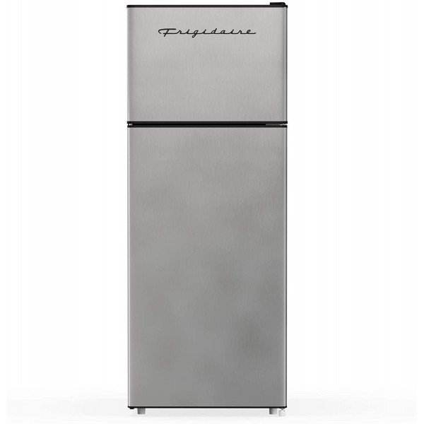 Frigidaire EFR749AMZ, 2 Door Apartment Size Refrigerator with Freezer, 7.5 cu ft, Retro, Silver, Platinum & Black+Decker EM720CB7 Digital Microwave Oven, 700W, Stainless Steel, 0.7 Cu.ft