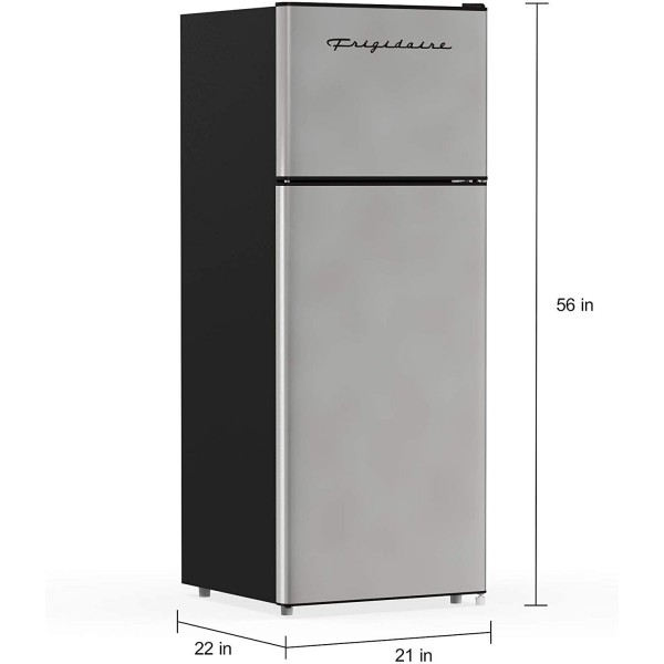 Frigidaire EFR749AMZ, 2 Door Apartment Size Refrigerator with Freezer, 7.5 cu ft, Retro, Silver, Platinum & Black+Decker EM720CB7 Digital Microwave Oven, 700W, Stainless Steel, 0.7 Cu.ft