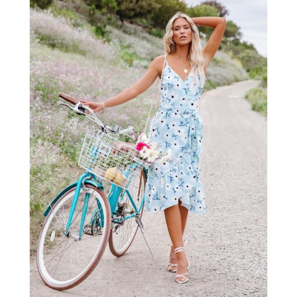 Just Say Yes Floral Wrap Midi Dress
