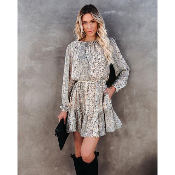Shelby Printed Metallic Pocketed Belted Dress - FINAL SALE