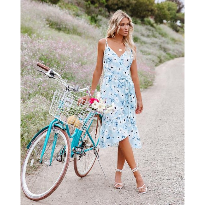 Just Say Yes Floral Wrap Midi Dress